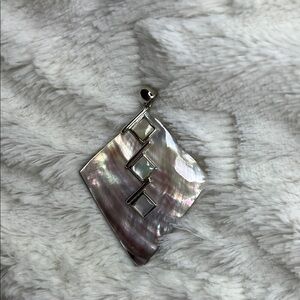 Iridescent Shell Pendant with Silver Accents